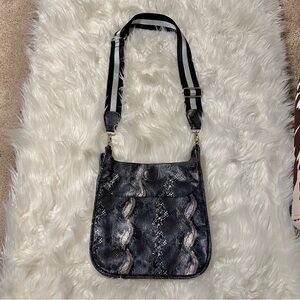 Ah Dorned Vegan Leather Metallic Snake Print Crossbody Bag